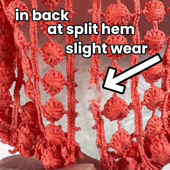 Philosophy Jr. Studio Coral Lace Crochet Top Split Back Blouse XS - Picture 10 of 10